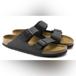 Birkenstock Arizona Black Sandals Leather Women Size 40 Like New